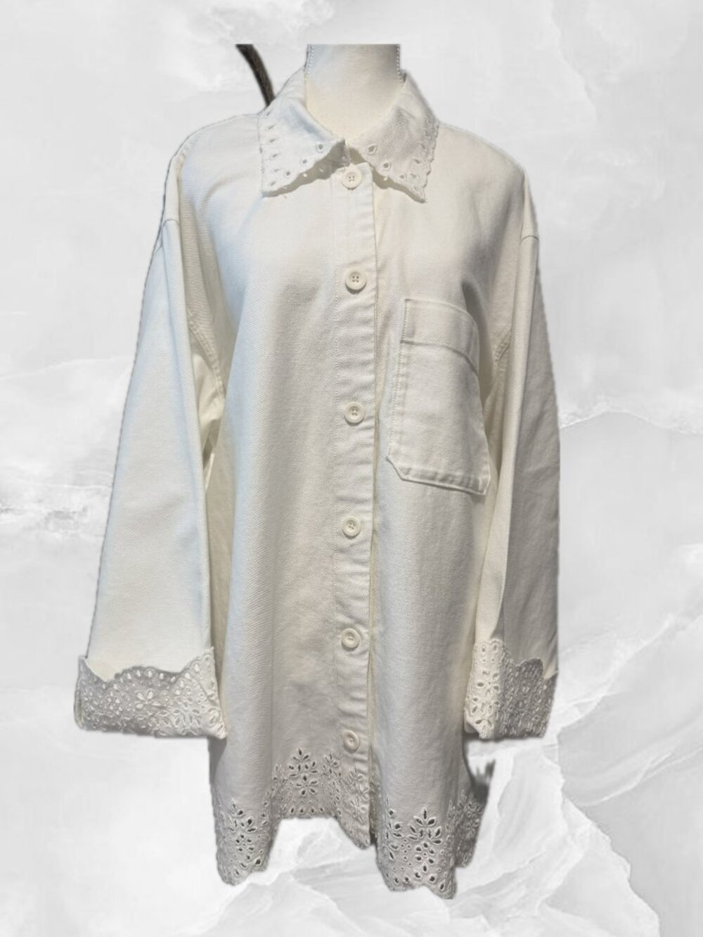 NWT Gap 100% White Cotton Jacket with Eyelet Detail